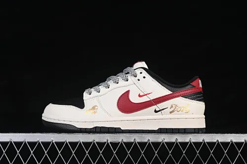 All categories Nk SB Dunk Series Nk SB Dunk Low High-end customized low-top sneakers Nike SB Dunk Low Limited to the Year of the Horse White, black and red three hooks High-end customized low-top casual skate shoes MY9969-905